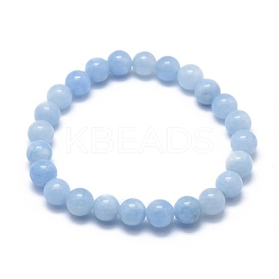 Natural & Dyed White Jade Bead Stretch Bracelets X-BJEW-K212-A-018-1