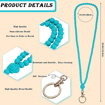 Rose Silicone ID Card Neck Strap Card Holder NJEW-SW00028-01-1