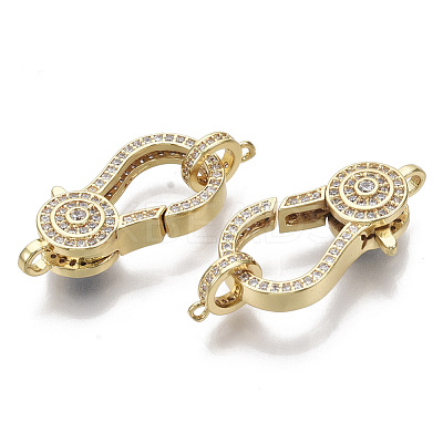 Brass Micro Pave Clear Cubic Zirconia Lobster Claw Clasps ZIRC-S066-025-NF-1
