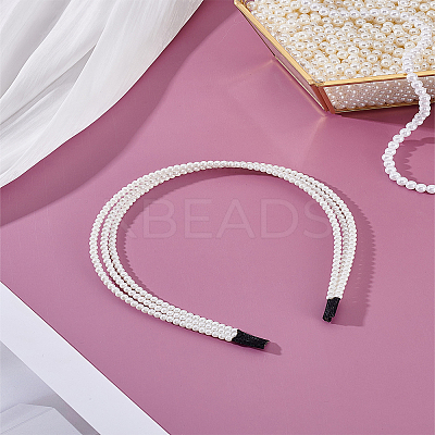 Handmade Plastic Pearl Hair Bands for Wedding Bridal Bridesmaid OHAR-LP0002-32-1