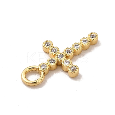 Rack Plating Brass Micro Pave Cubic Zirconia Pendants KK-P230-25G-01-1
