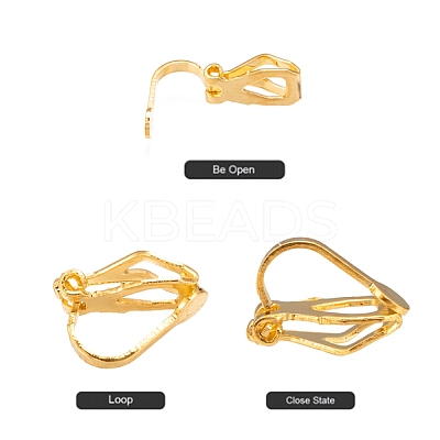 Brass Clip-on Earring Findings for Non-Pierced Ears X-EC110-G-1
