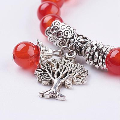 Natural Carnelian(Dyed & Heated) Stretch Bracelets BJEW-F262-A04-1