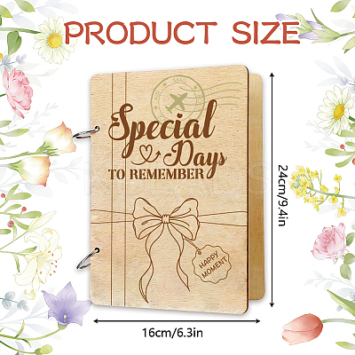 Wooden 2-Ring Loose Leaf Binder Postcard Phote Album Cover DIY-WH0547-028-1