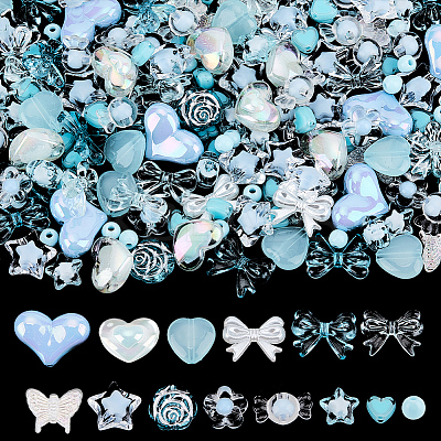 250Pcs 14 Styles Transparent Acrylic Beads TACR-PA0001-15-1