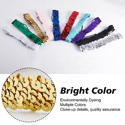 10Pcs 10 Color Wide Stretch Sparkling Polyester Headband OHAR-GF0001-26-1