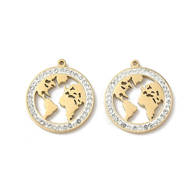 304 Stainless Steel Rhinestone Pendants STAS-V015-08G-1