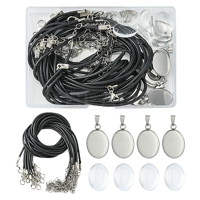 DIY Blank Dome Pendant Necklace Making Kit DIY-YW0006-50-1