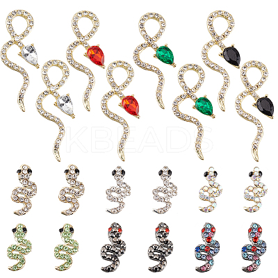 20Pcs 10 Style Alloy Rhinestone Cabochons MRMJ-OC0003-56-1