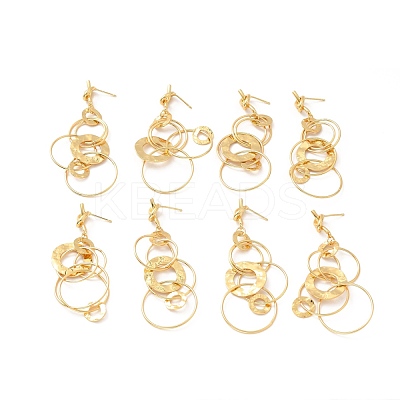Brass Interlocking Rings Dangle Stud Earrings for Women EJEW-F281-09G-1