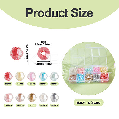 1420Pcs 10 Colors Glass Seed Beads SEED-TA0001-53-1