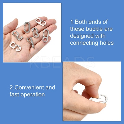 10Pcs 10 Styles 304 Stainless Steel Keychain Clasp Findings FIND-CJ0002-80-1