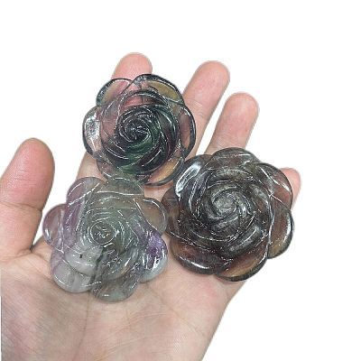 Natural Fluorite Carved Rose Figurines PW-WG66930-11-1