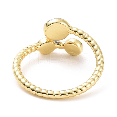 Enamel Evil Eye Open Cuff Ring RJEW-A007-06LG-1