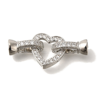 Brass Micro Pave Clear Cubic Zirconia Fold Over Clasps KK-K389-004P-1