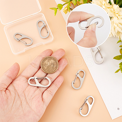 6Pcs 202 Stainless Steel Keychain Carabiner STAS-UN0047-09-1