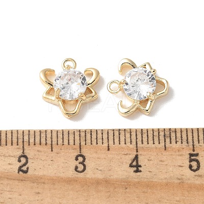 Brass Micro Pave Clear Cubic Zirconia Pendants KK-Q031-15G-1