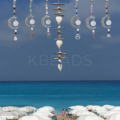 6Pcs 6 Style Moon Perfume Bottle Urn Ashes Tibetan Style Alloy Pendant Decorations HJEW-AB00227-1