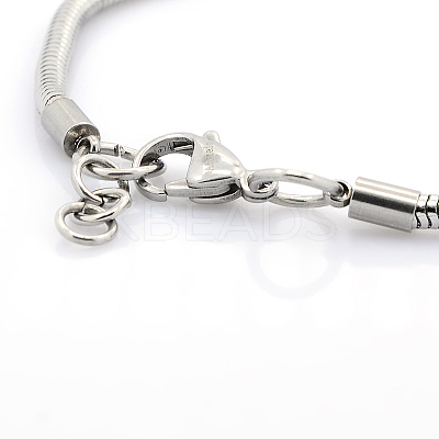 Tarnish Resistant 304 Stainless Steel European Style Round Snake Chains Bracelets LS-STAS-J015-01-1