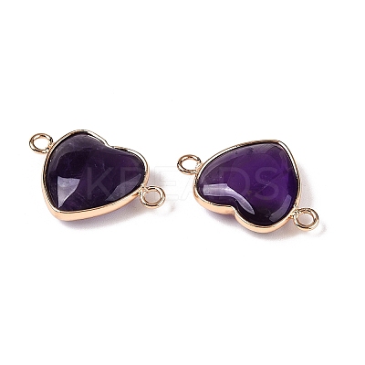 Natural Amethyst Love Heart Pendants G-T138-205A-G-1