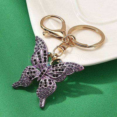 Butterfly Alloy Rhinestone Keychain KEYC-YW00114-06-1