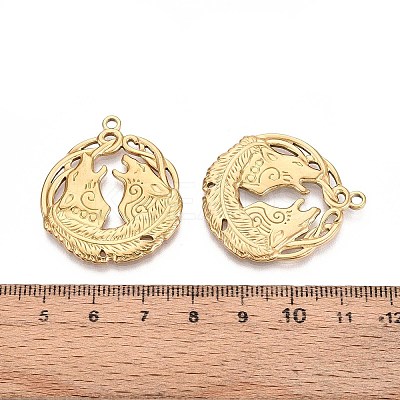 304 Stainless Steel Howling Wolf Pendants X-STAS-T067-36G-1