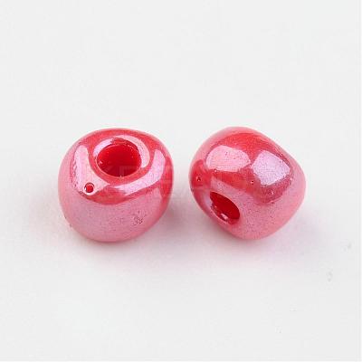 6/0 Opaque Colors Lustered Round Glass Seed Beads X-SEED-A012-4mm-125B-1