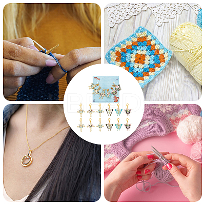 Butterfly & Rose & Cross Pendant Stitch Markers HJEW-AB00506-1