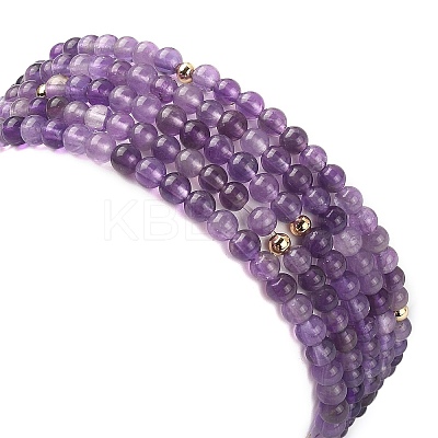 5Pcs 5 Style Natural Amethyst & Pearl & Shell Star Beaded Stretch Bracelets Set BJEW-JB09495-04-1