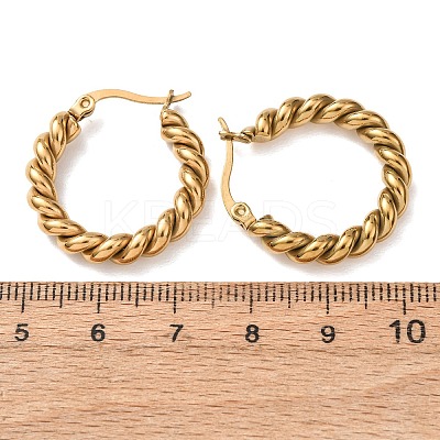 Iron Plating(IP) 304 Stainless Steel Twist Rope Hoop Earrings for Women X-EJEW-G298-07B-G-1