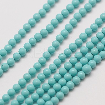Synthetic Taiwan Turquoise Round Beads Strands X-G-A130-2mm-L08-1