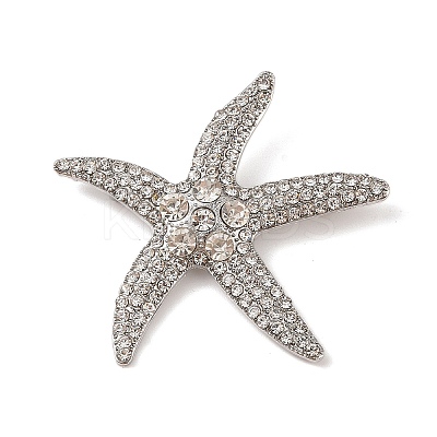 Starfish Alloy Rhinestone Sea Animal Brooches JEWB-S023-01B-1