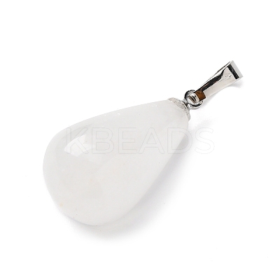 Teardrop Platinum Tone Brass Quartz Crystal Pendants G-F267-04I-1