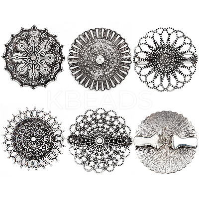 5Pcs 5 Style Vintage Flower Alloy Sweater Shawl Clips Brooches Set AJEW-GF0007-23-1