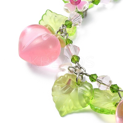 Glass & Resin & Acrylic Flower Charm Bracelet BJEW-JB09435-01-1