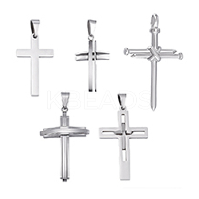 5Pcs 5 Styles 304 Stainless Steel Pendants STAS-PH0006-82-1