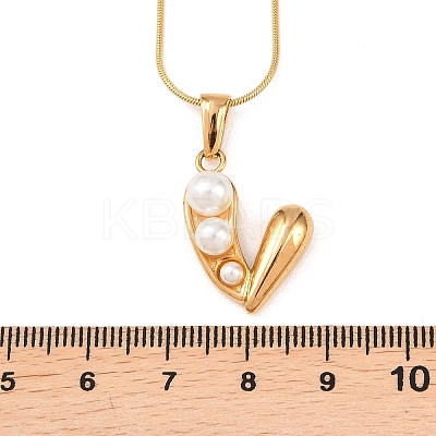 304 Stainless Steel with Acrylic Imitation Pearl Pendant Necklaces NJEW-H088-05C-G-1