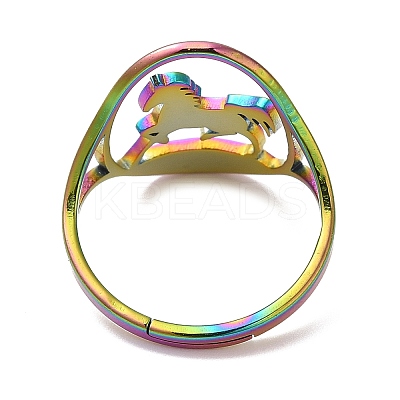 Ion Plating(IP) 304 Stainless Steel Horse Adjustable Ring for Women RJEW-M149-21RC-1