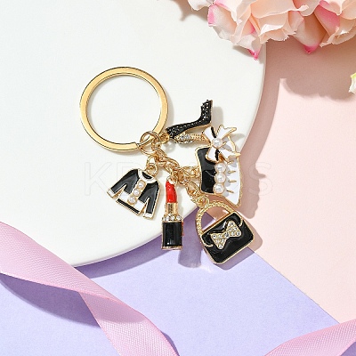 Alloy Enamel & Rhinestone & Plastic Pearl Keychain KEYC-YW00151-02-1