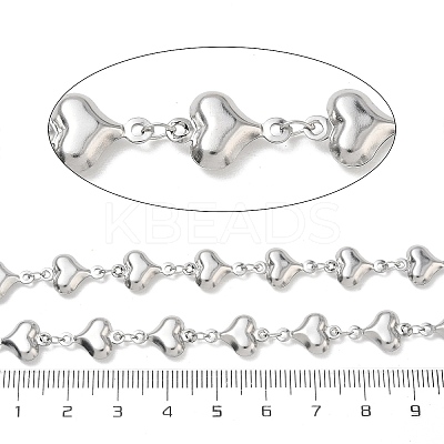 304 Stainless Steel Heart Link Chains CHS-N009-01B-P-1