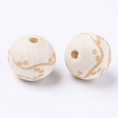 Unfinished Natural Wood European Beads WOOD-S057-018B-1