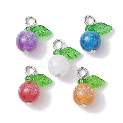 Imitation Cat Eye Resin Round Penants PALLOY-JF02660-02-1