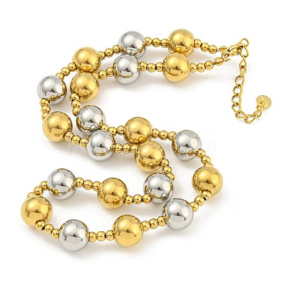304 Stainless Steel & 201 Stainless Steel Round Beaded Necklaces for Women NJEW-G144-04C-GP-1