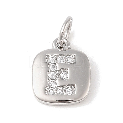 Rack Plating Brass Micro Pave CLear Cubic Zirconia Charms KK-E110-14P-E-1