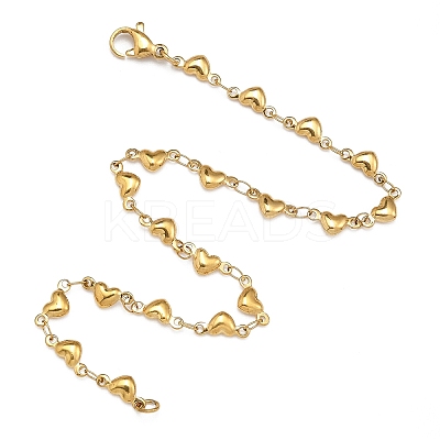 304 Stainless Steel Heart Link Bracelets X-BJEW-M121-03G-1
