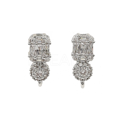 Brass Micro Pave Clear Cubic Zirconia Stud Earring Findings KK-C107-06P-1