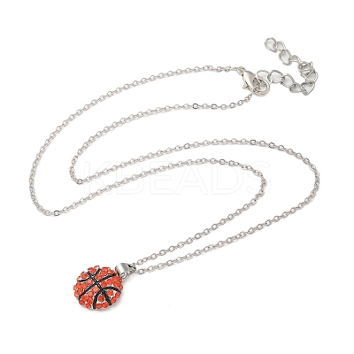 Zinc Alloy Hyacinth Rhinestone Sport Ball Pendant Cable Chain Necklaces NJEW-U024-01P-03-1