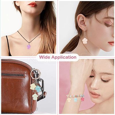 64Pcs 8 Colors Translucent Resin Pendant Colorful Night Glow Small Mushroom Pendant Creative Jewelry Accessories JX857A-1