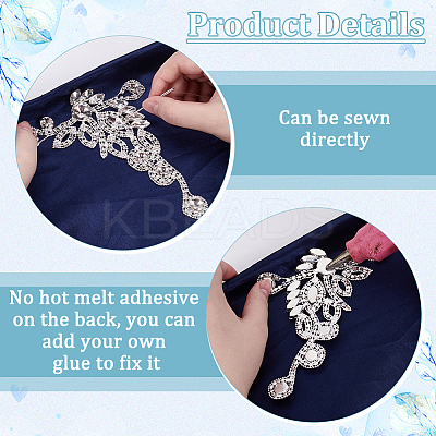 2Pcs 2 Styles Flower Alloy Rhinestone Ornament Accessories DIY-FG0008-05B-1