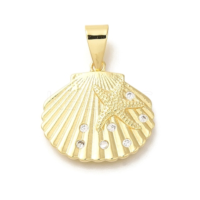 Rack Plating Brass with Cubic Zirconia Pendants X-KK-Z086-50G-1